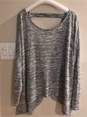 Women's Grey Marled Knit Tunic Top sexy loose, asymmetric